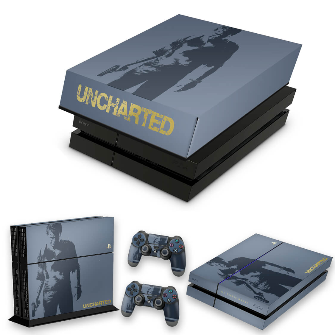 KIT Capa Anti Poeira e Skin Anti-Rage PS4 Fat - Uncharted 4 Limited Edition