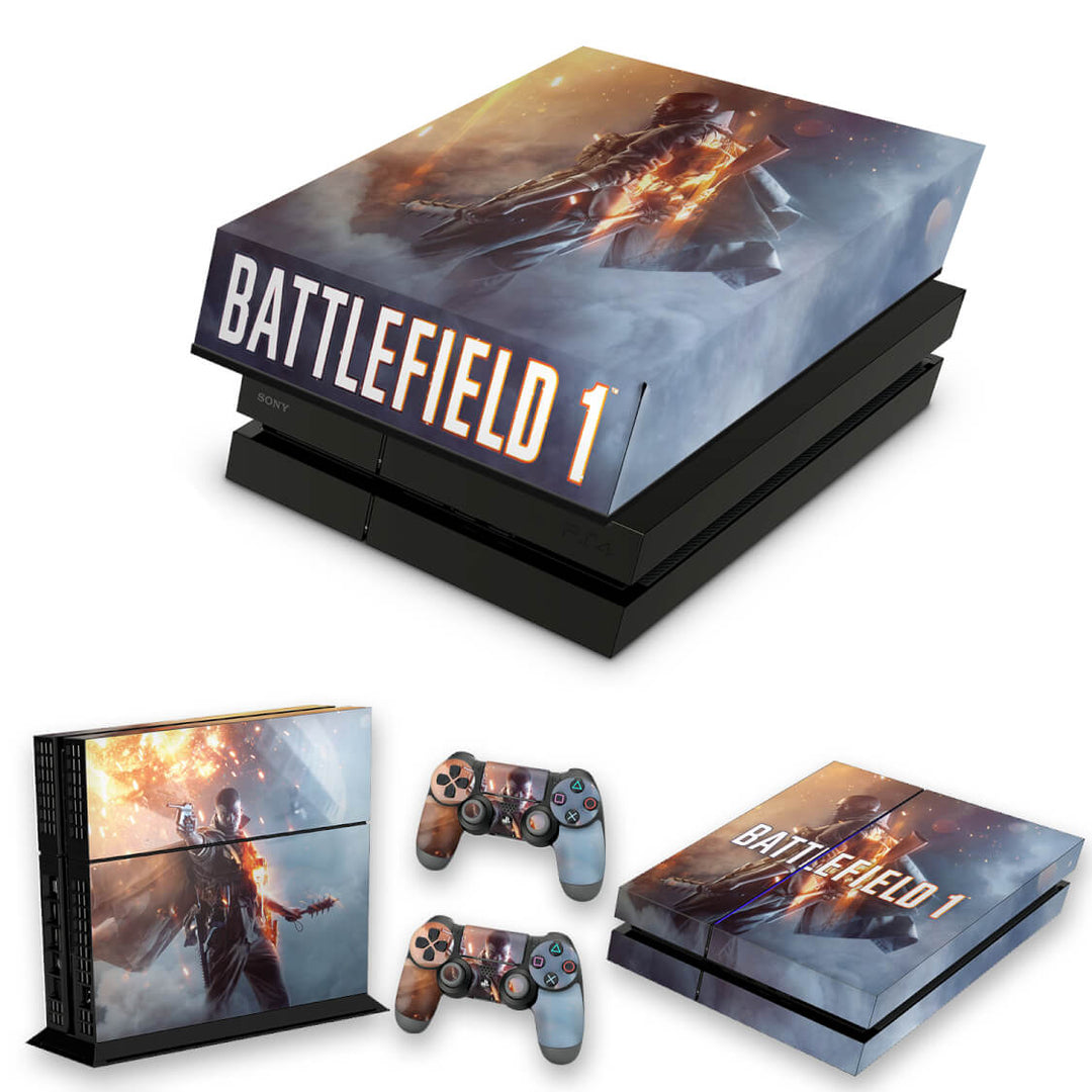 KIT Capa Anti Poeira e Skin Anti-Rage PS4 Fat - Battlefield 1 - Pop Arte Skins