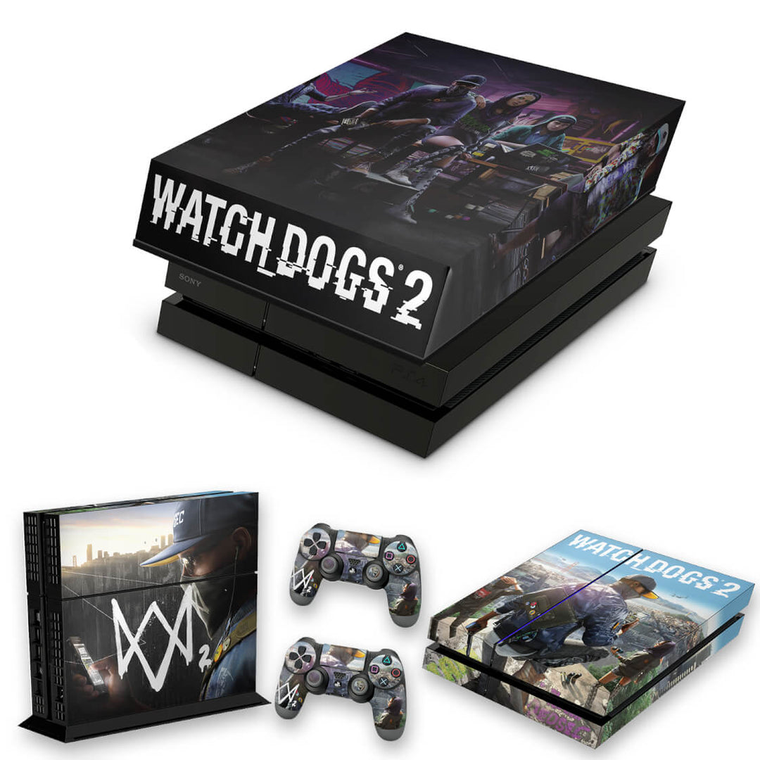KIT Capa Anti Poeira e Skin Anti-Rage PS4 Fat - Watch Dogs 2 - Pop Arte Skins