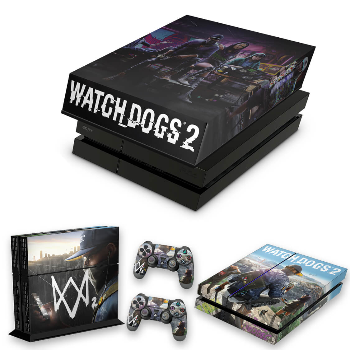 KIT Capa Anti Poeira e Skin Anti-Rage PS4 Fat - Watch Dogs 2