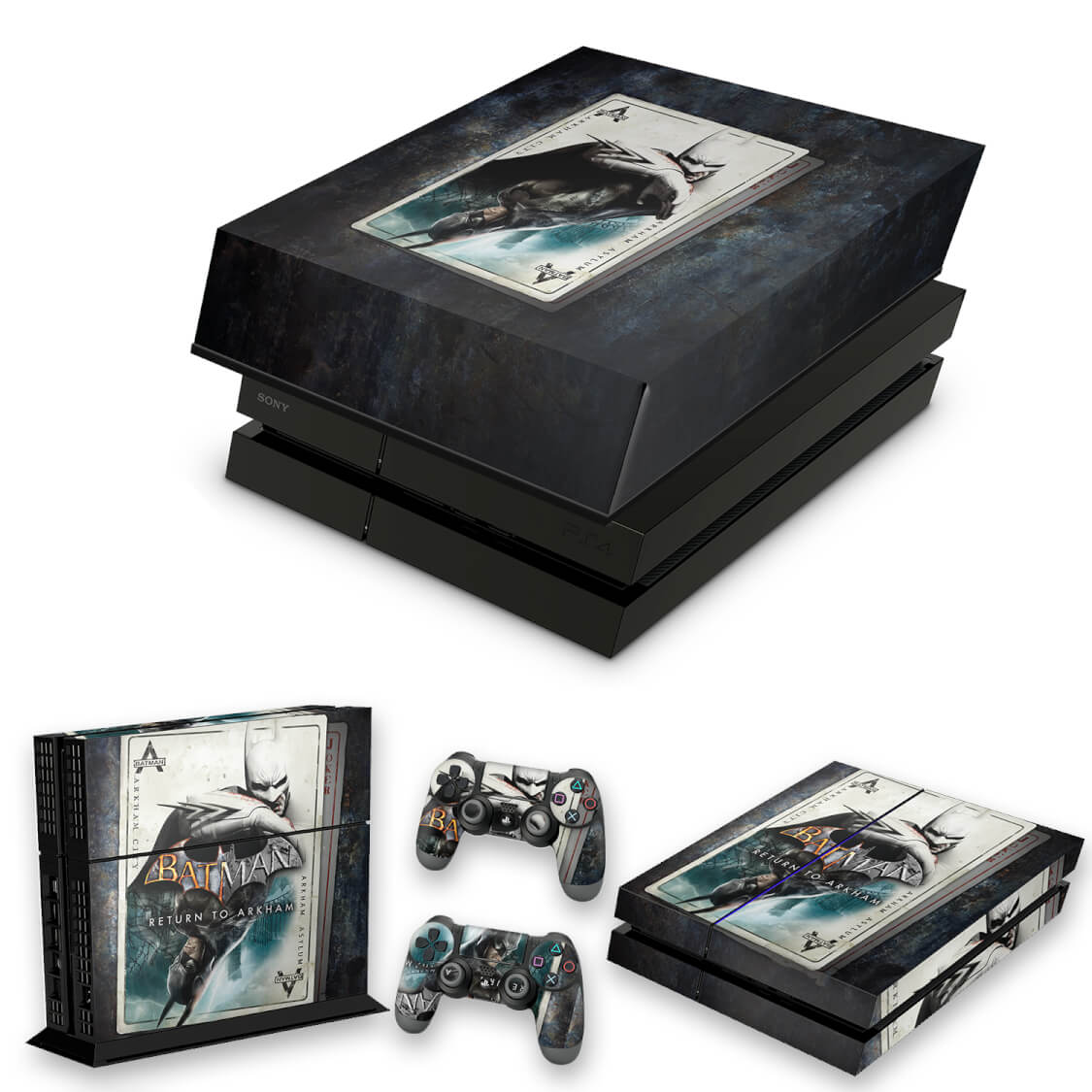 KIT Capa Anti Poeira e Skin Anti-Rage PS4 Fat - Batman Return To Arkham