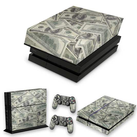KIT Capa Anti Poeira e Skin Anti-Rage PS4 Fat - Dollar Money Dinheiro