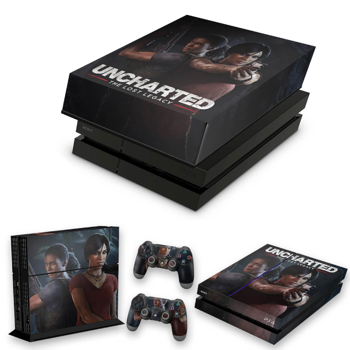 KIT Capa Anti Poeira e Skin Anti-Rage PS4 Fat - Uncharted Lost Legacy
