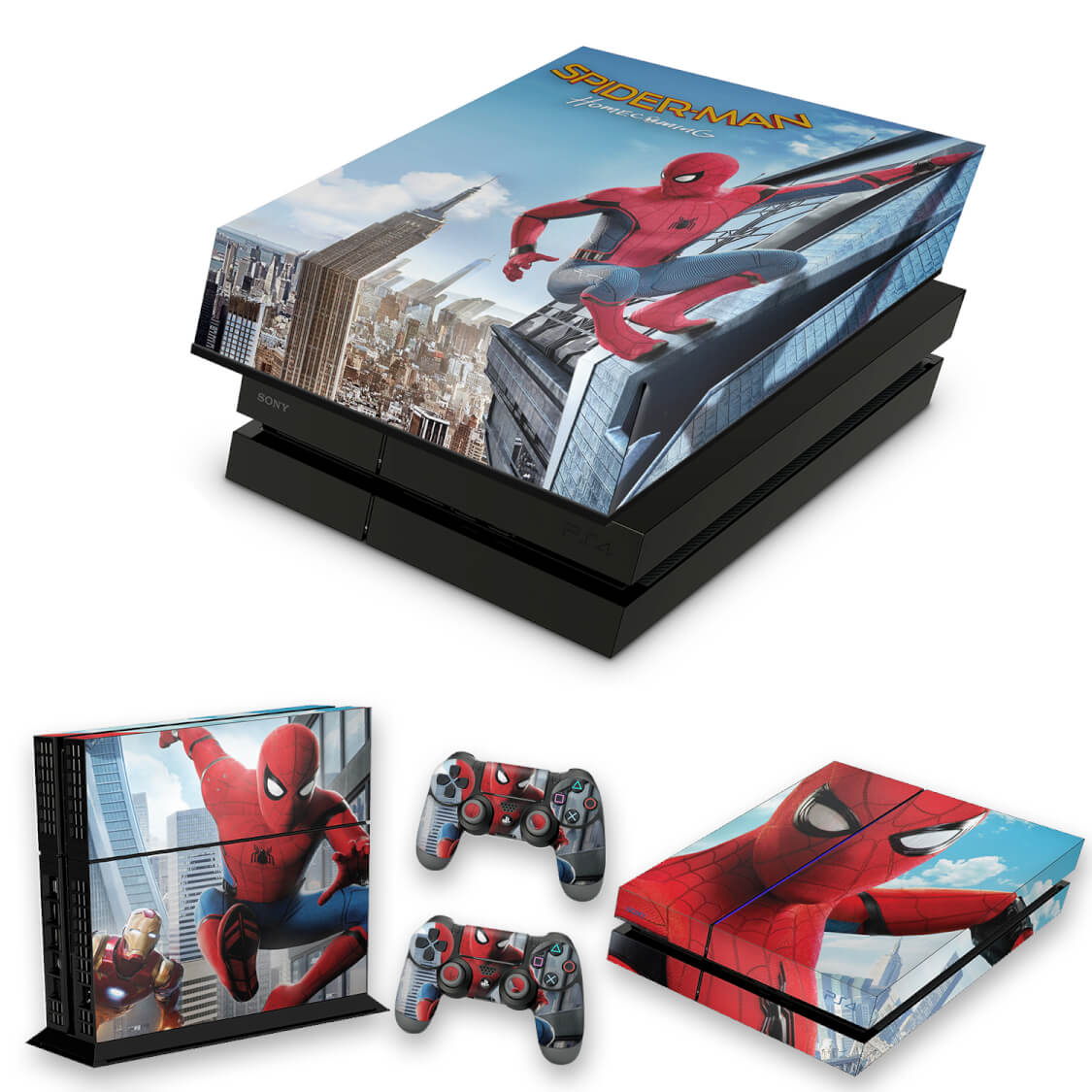 KIT Capa Anti Poeira e Skin Anti-Rage PS4 Fat - Spiderman - Homem Aranha Homecoming