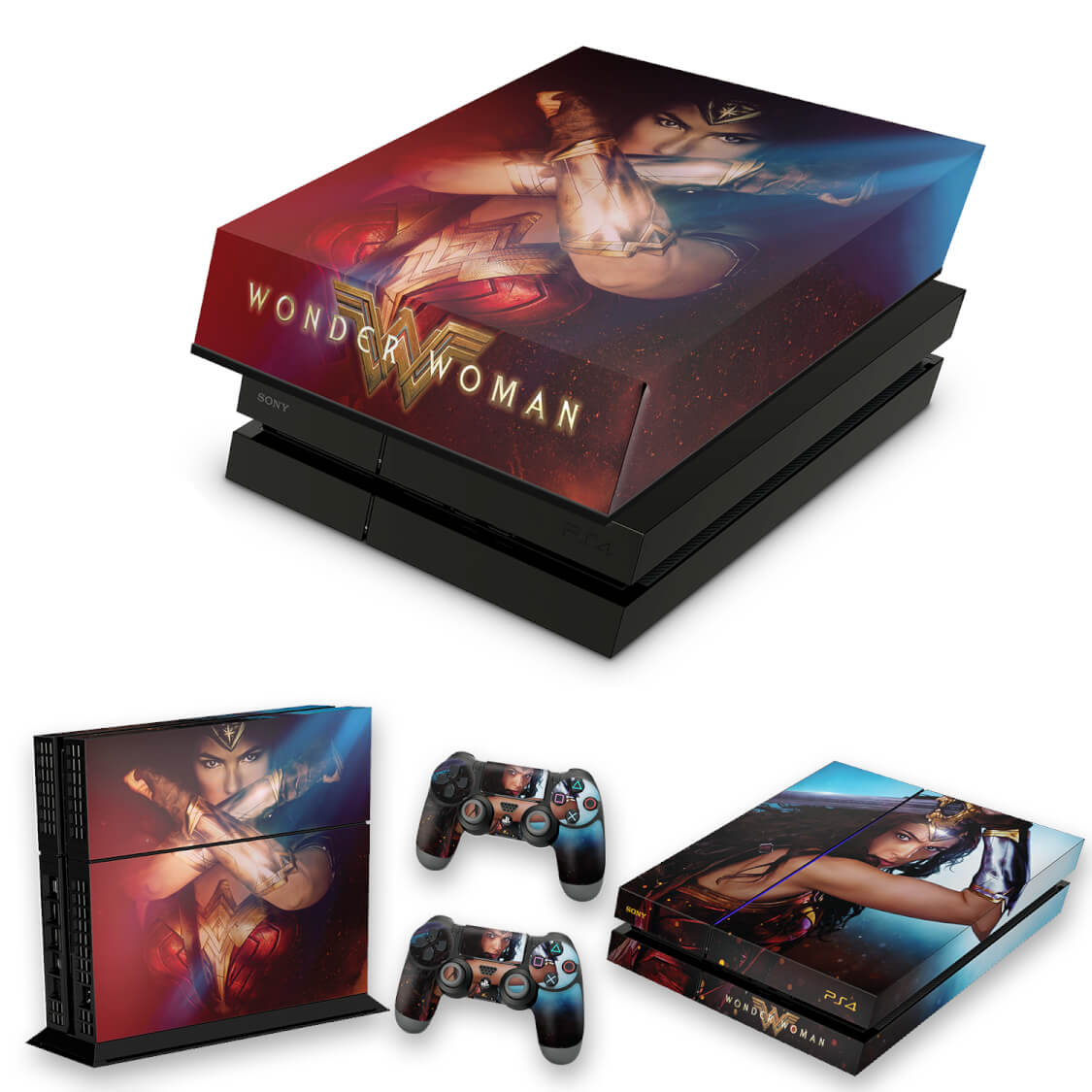 KIT Capa Anti Poeira e Skin Anti-Rage PS4 Fat - Mulher Maravilha