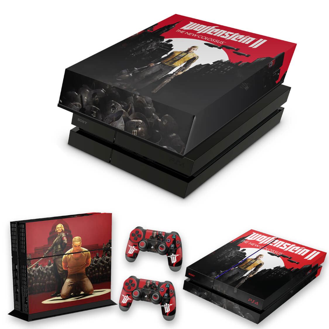 KIT Capa Anti Poeira e Skin Anti-Rage PS4 Fat - Wolfenstein 2 New Order