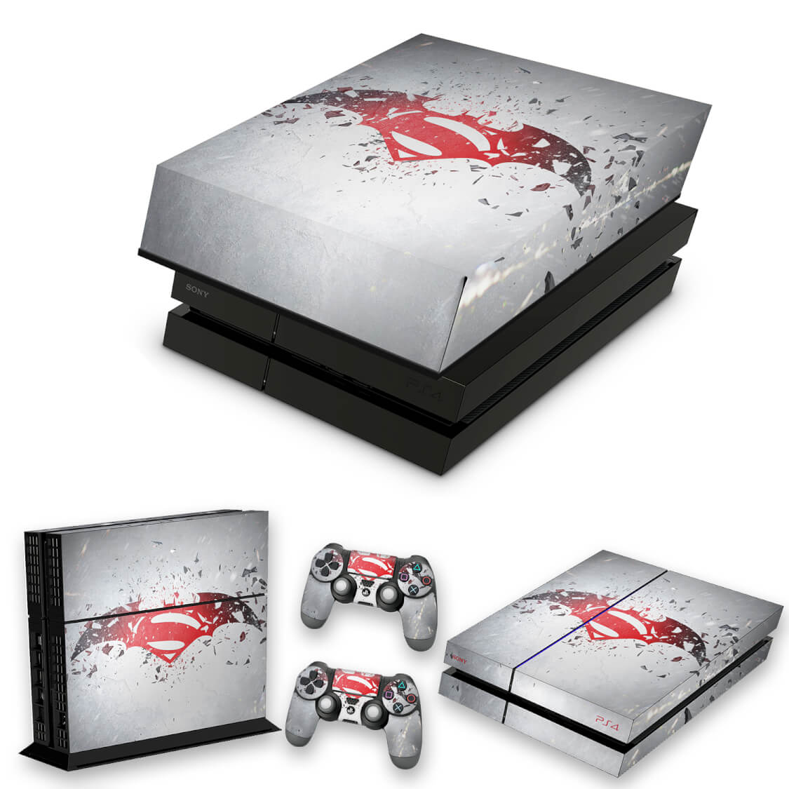 KIT Capa Anti Poeira e Skin Anti-Rage PS4 Fat - Batman Vs Superman Logo