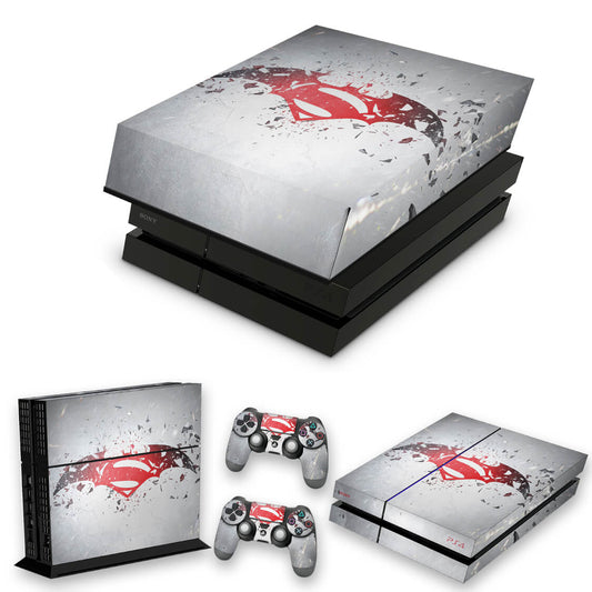 KIT Capa Anti Poeira e Skin Anti-Rage PS4 Fat - Batman Vs Superman Logo