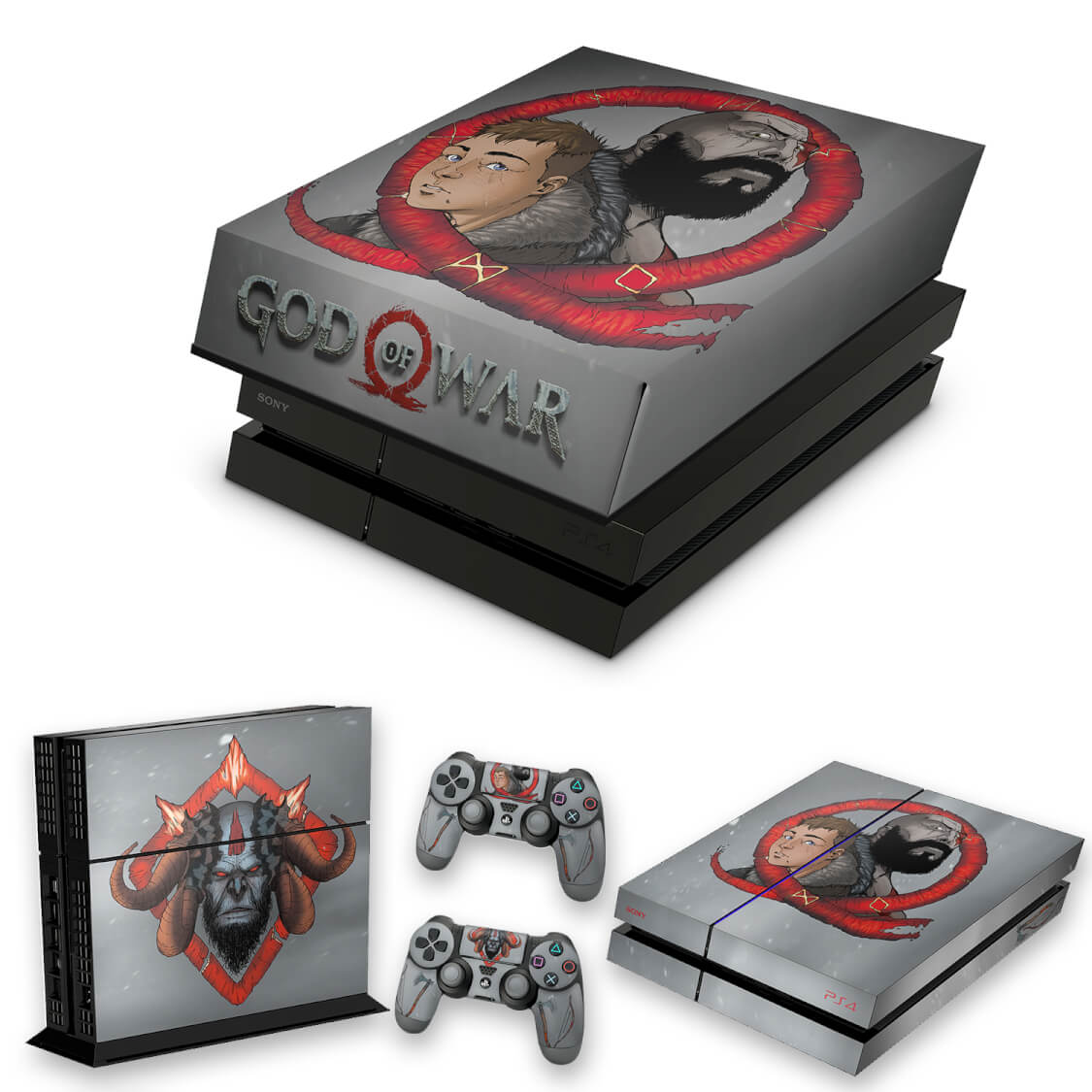 KIT Capa Anti Poeira e Skin Anti-Rage PS4 Fat - God Of War 4