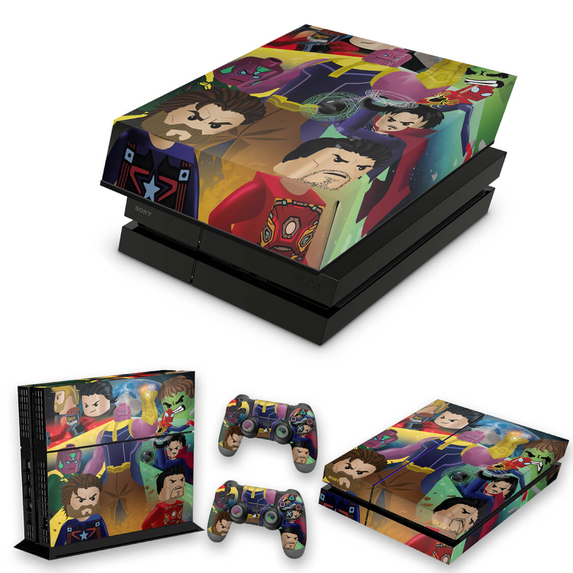 KIT Capa Anti Poeira e Skin Anti-Rage PS4 Fat - Lego Avengers Vingadores