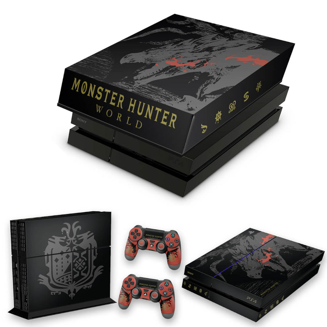 KIT Capa Anti Poeira e Skin Anti-Rage PS4 Fat - Monster Hunter Edition - Pop Arte Skins