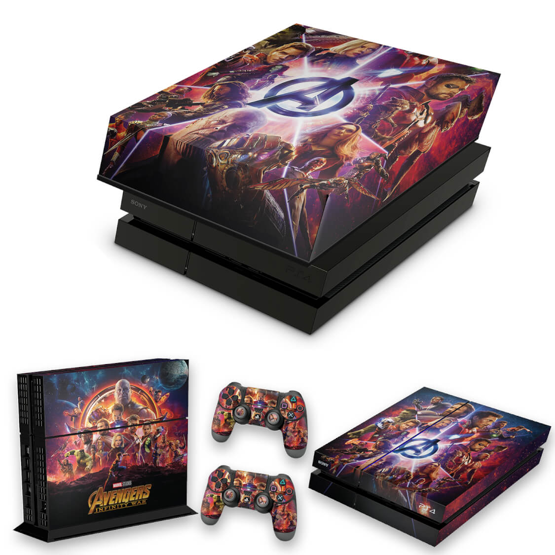KIT Capa Anti Poeira e Skin Anti-Rage PS4 Fat - Os Vingadores: Guerra Infinita