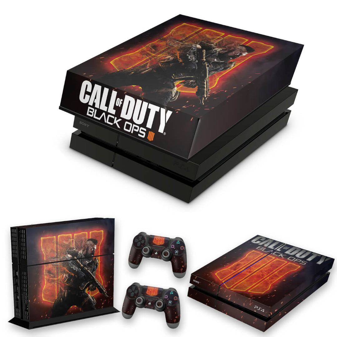 KIT Capa Anti Poeira e Skin Anti-Rage PS4 Fat - Call Of Duty Black Ops 4 - Pop Arte Skins