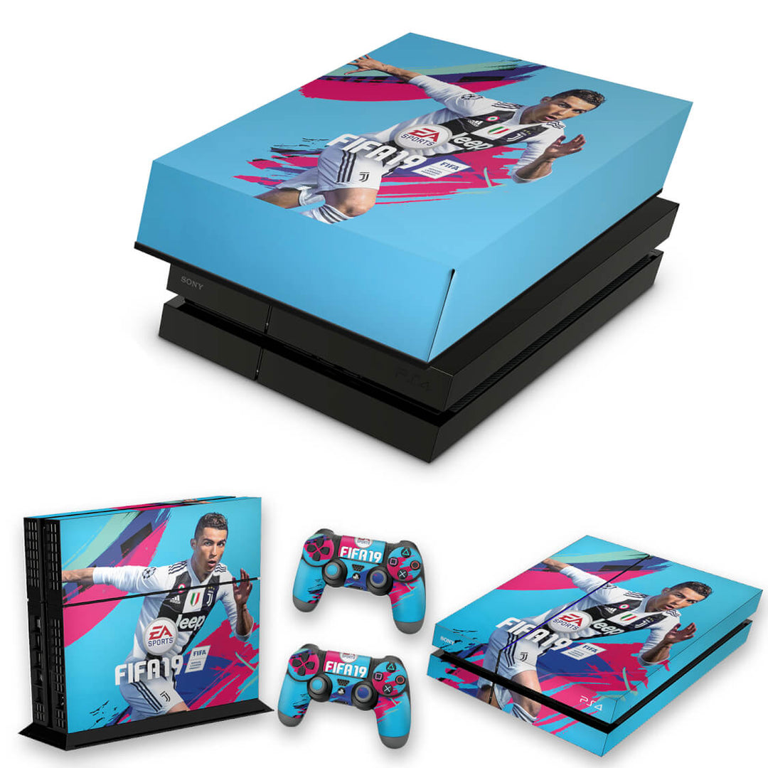 KIT Capa Anti Poeira e Skin Anti-Rage PS4 Fat - Fifa 19 - Pop Arte Skins