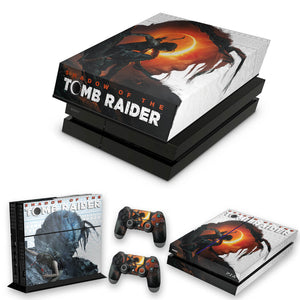 KIT Capa Anti Poeira e Skin Anti-Rage PS4 Fat - Shadow Of The Tomb Raider - Pop Arte Skins