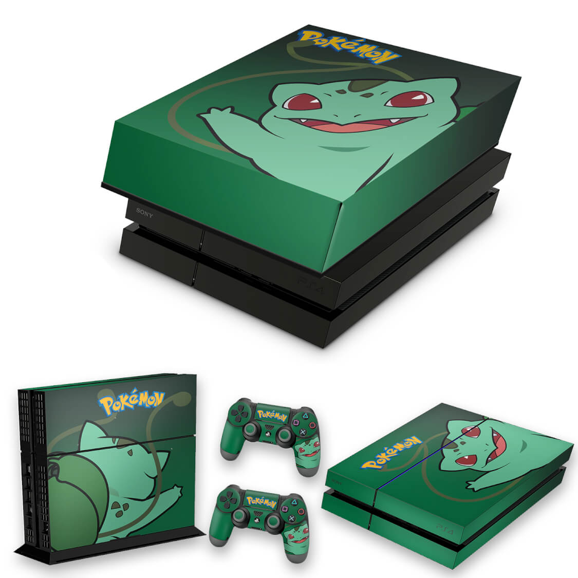 KIT Capa Anti Poeira e Skin Anti-Rage PS4 Fat - Pokemon Bulbasaur