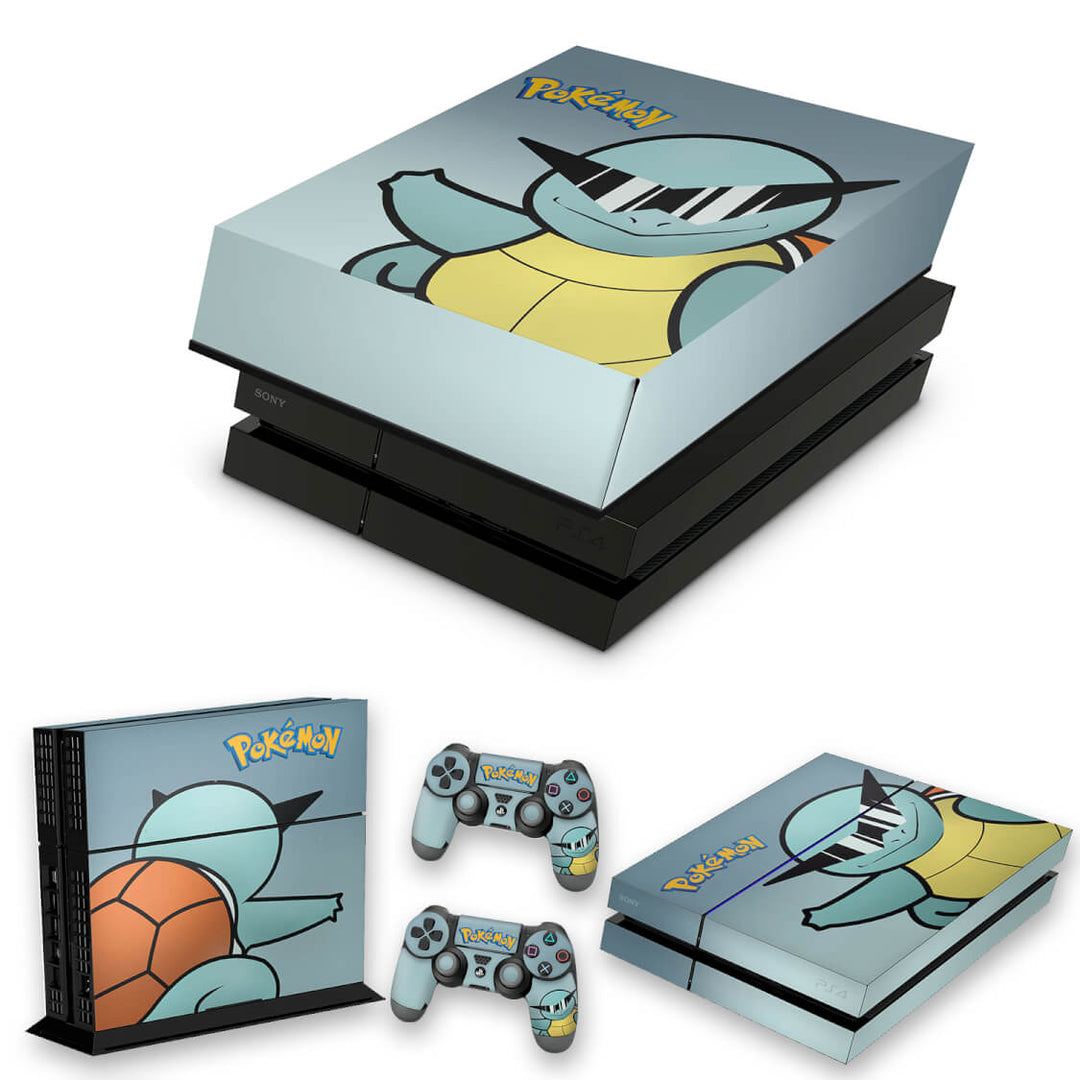 KIT Capa Anti Poeira e Skin Anti-Rage PS4 Fat - Pokemon Squirtle - Pop Arte Skins