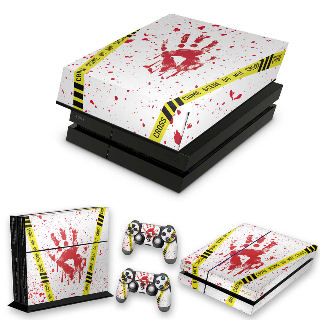 KIT Capa Anti Poeira e Skin Anti-Rage PS4 Fat - Cena De Crime Scene - Pop Arte Skins