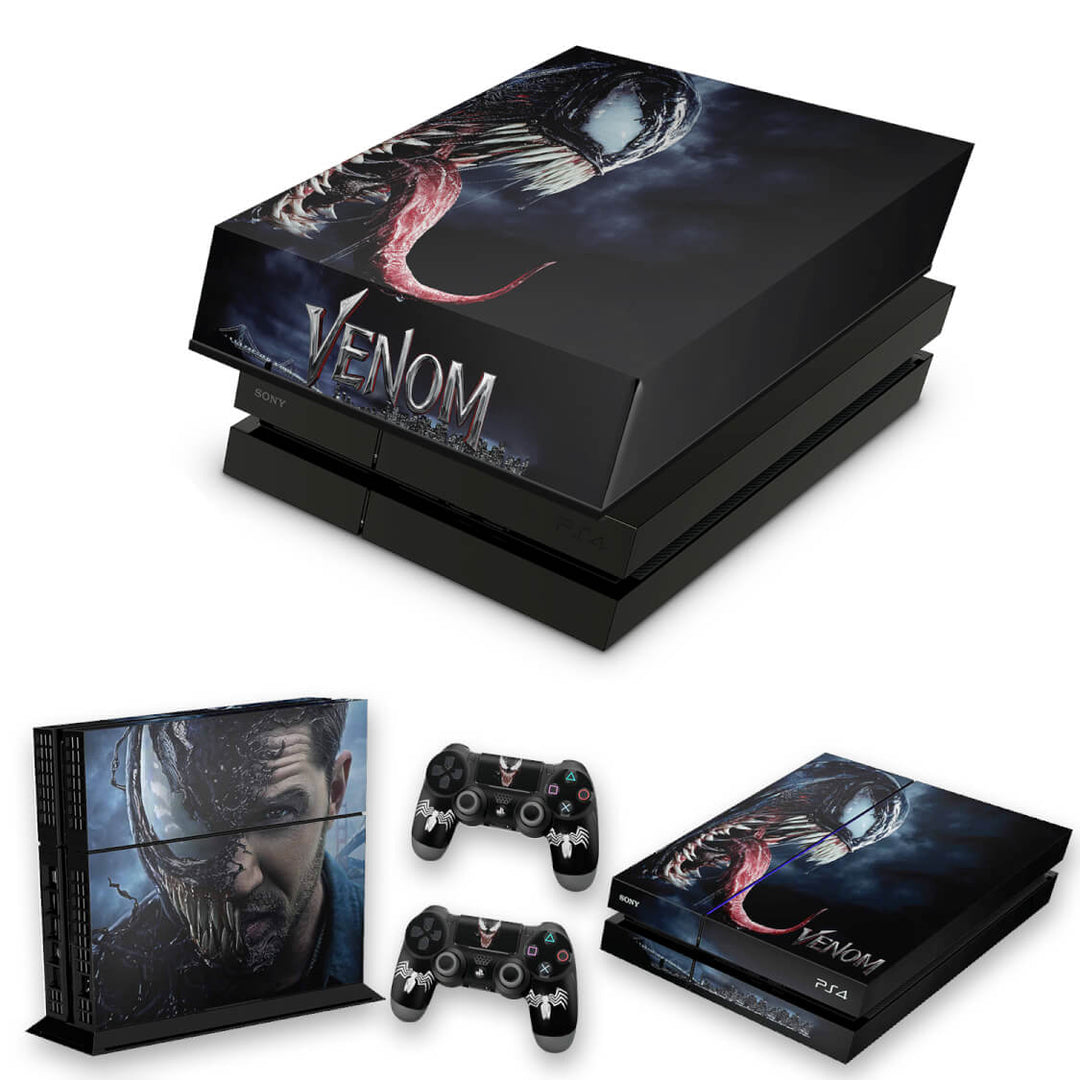 KIT Capa Anti Poeira e Skin Anti-Rage PS4 Fat - Venom - Pop Arte Skins