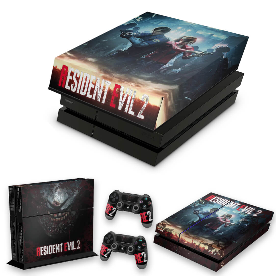 KIT Capa Anti Poeira e Skin Anti-Rage PS4 Fat - Resident Evil 2 Remake