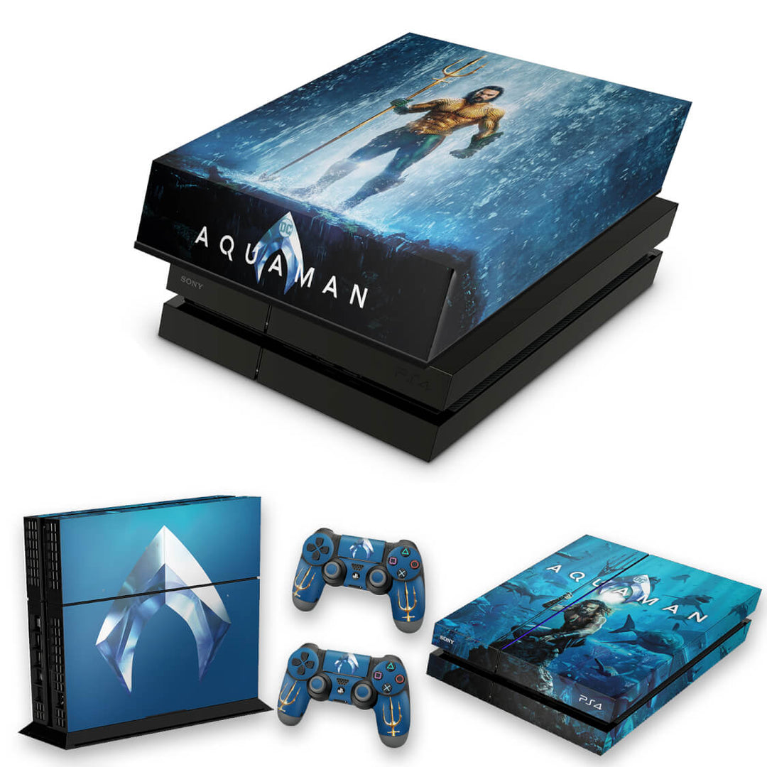 KIT Capa Anti Poeira e Skin Anti-Rage PS4 Fat - Aquaman - Pop Arte Skins
