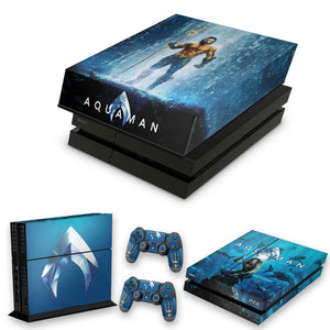 KIT Capa Anti Poeira e Skin Anti-Rage PS4 Fat - Aquaman - Pop Arte Skins