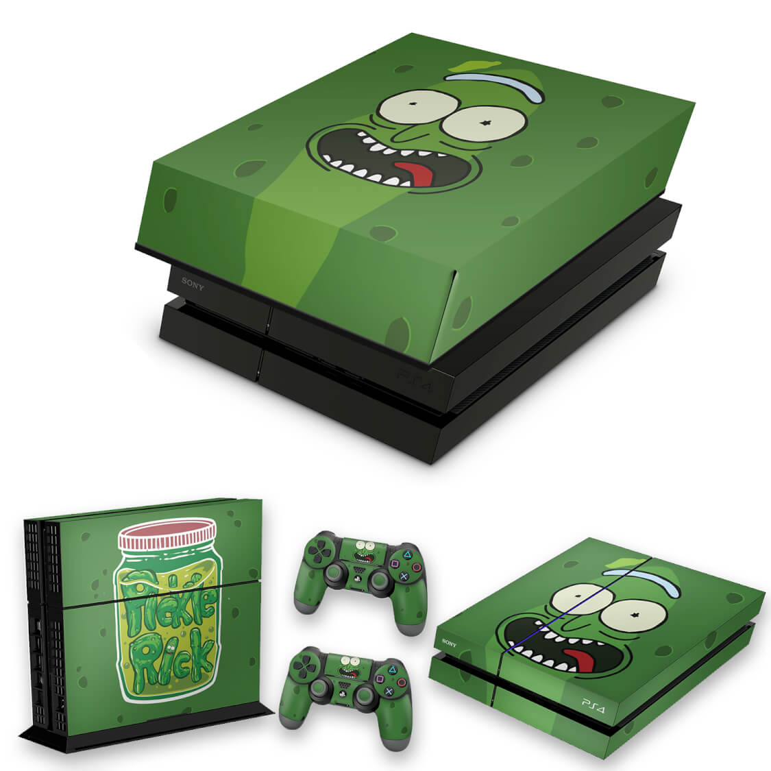 KIT Capa Anti Poeira e Skin Anti-Rage PS4 Fat - Pickle Rick And Morty