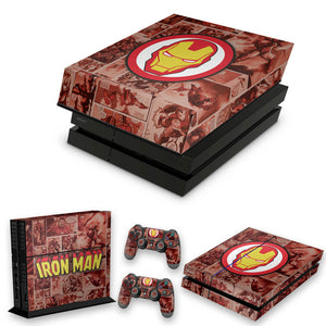 KIT Capa Anti Poeira e Skin Anti-Rage PS4 Fat - Homem De Ferro Comics - Pop Arte Skins