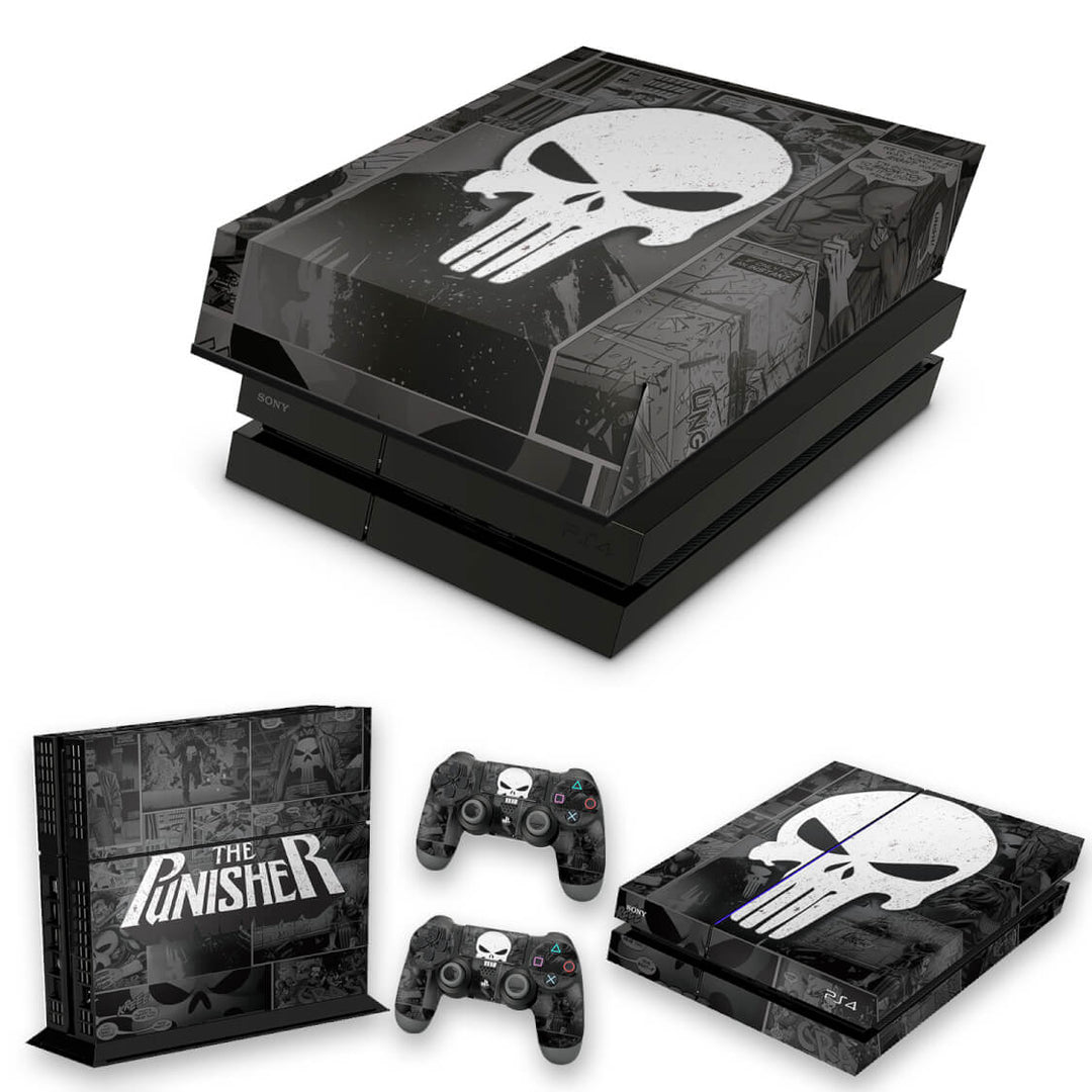 KIT Capa Anti Poeira e Skin Anti-Rage PS4 Fat - The Punisher Justiceiro Comics - Pop Arte Skins