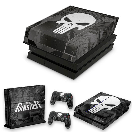 KIT Capa Anti Poeira e Skin Anti-Rage PS4 Fat - The Punisher Justiceiro Comics
