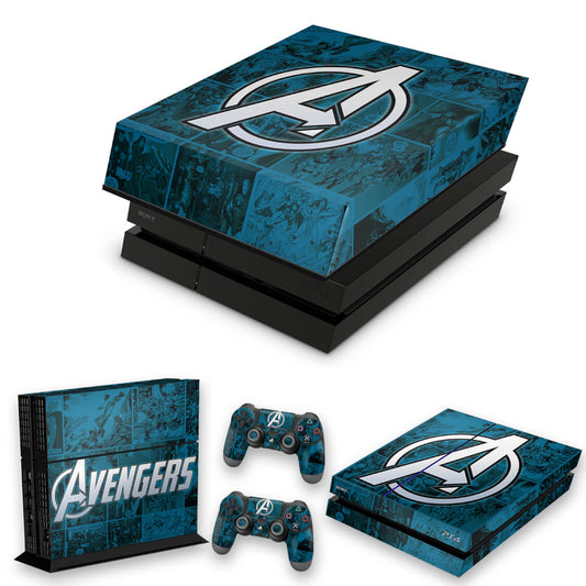 KIT Capa Anti Poeira e Skin Anti-Rage PS4 Fat - Avengers Vingadores Comics