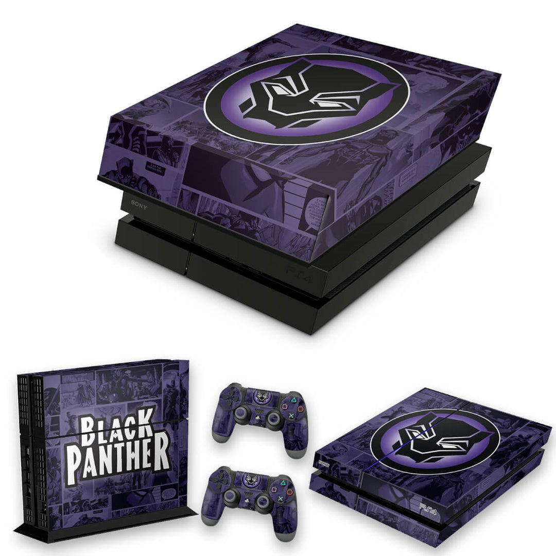KIT Capa Anti Poeira e Skin Anti-Rage PS4 Fat - Pantera Negra Comics - Pop Arte Skins