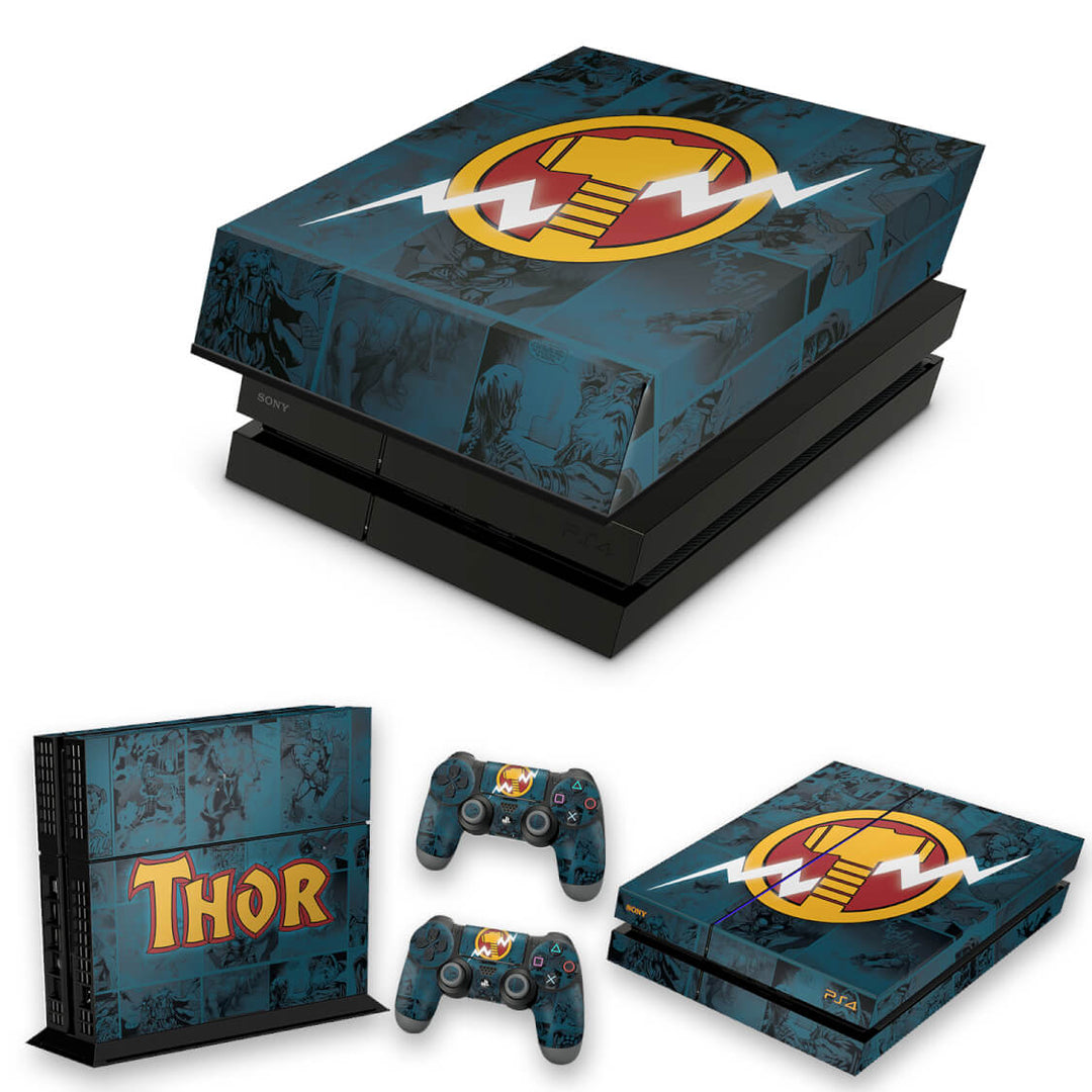 KIT Capa Anti Poeira e Skin Anti-Rage PS4 Fat - Thor Comics - Pop Arte Skins