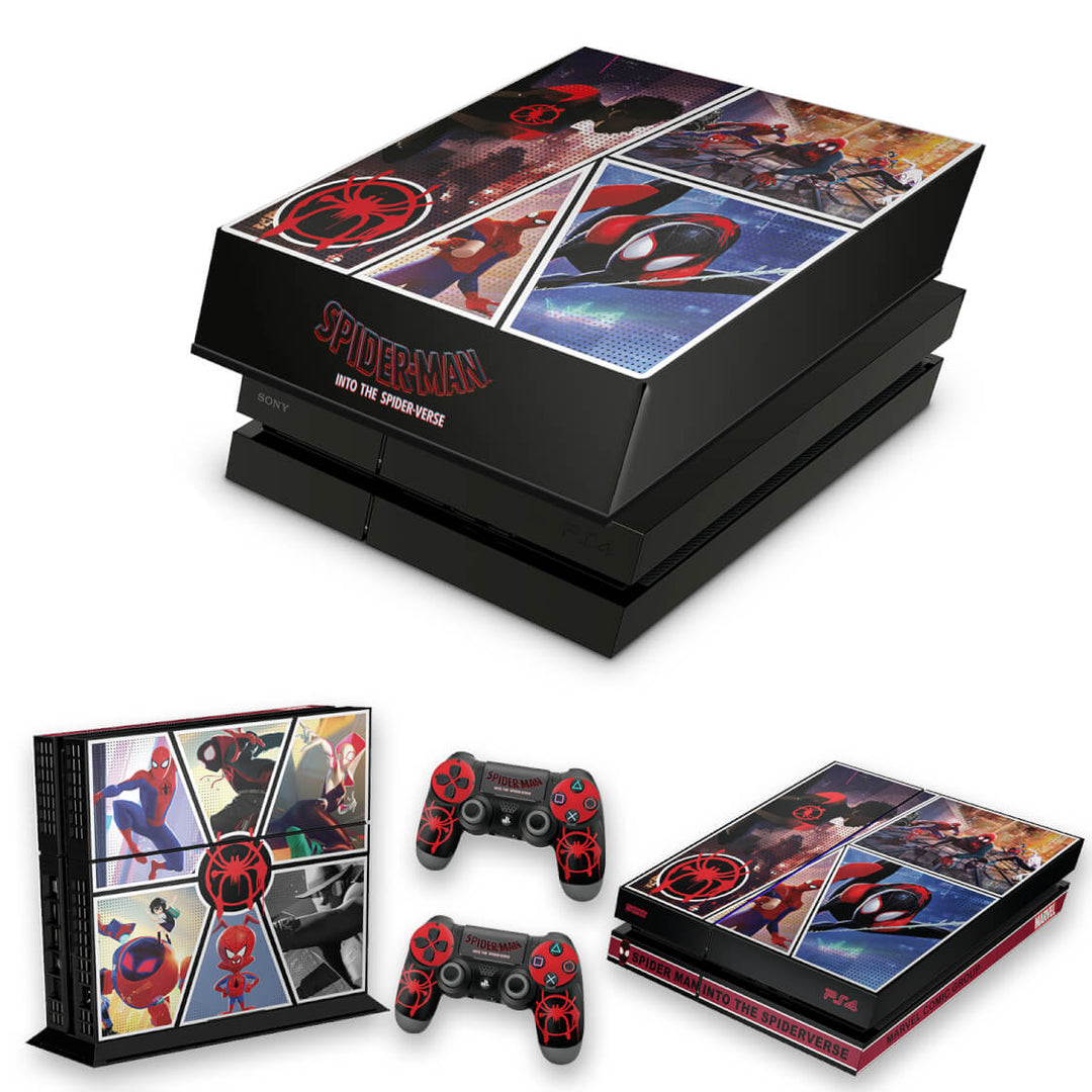 KIT Capa Anti Poeira e Skin Anti-Rage PS4 Fat - Homem-Aranha No Aranhaverso - Pop Arte Skins