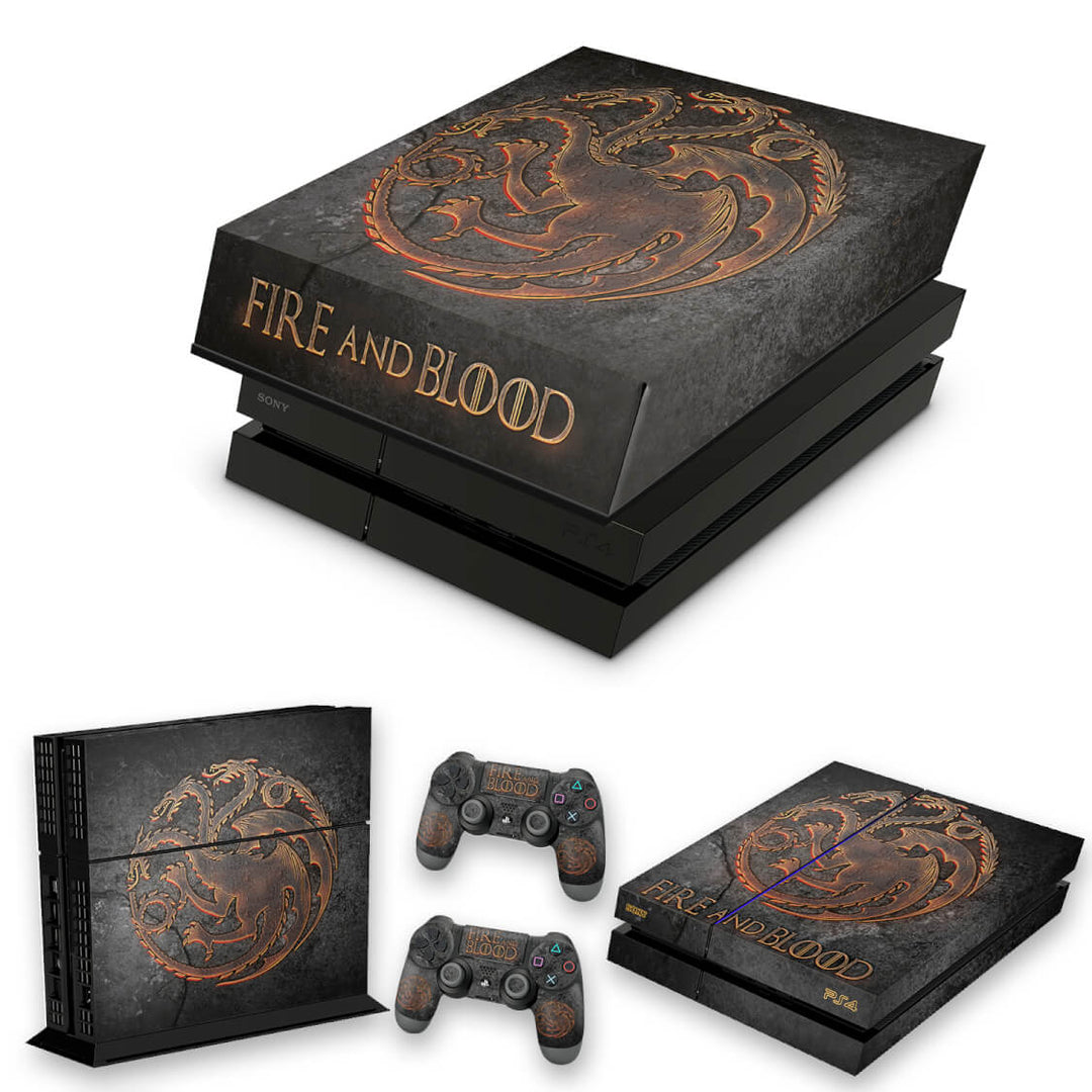 KIT Capa Anti Poeira e Skin Anti-Rage PS4 Fat - Game Of Thrones Targaryen - Pop Arte Skins