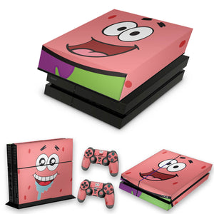 KIT Capa Anti Poeira e Skin Anti-Rage PS4 Fat - Patrick Bob Esponja - Pop Arte Skins