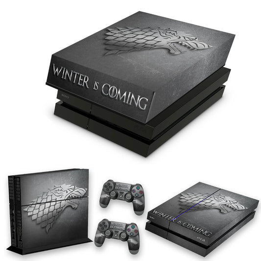 KIT PS4 Fat Skin Anti-Rage e Capa Anti Poeira - Game Of Thrones Stark