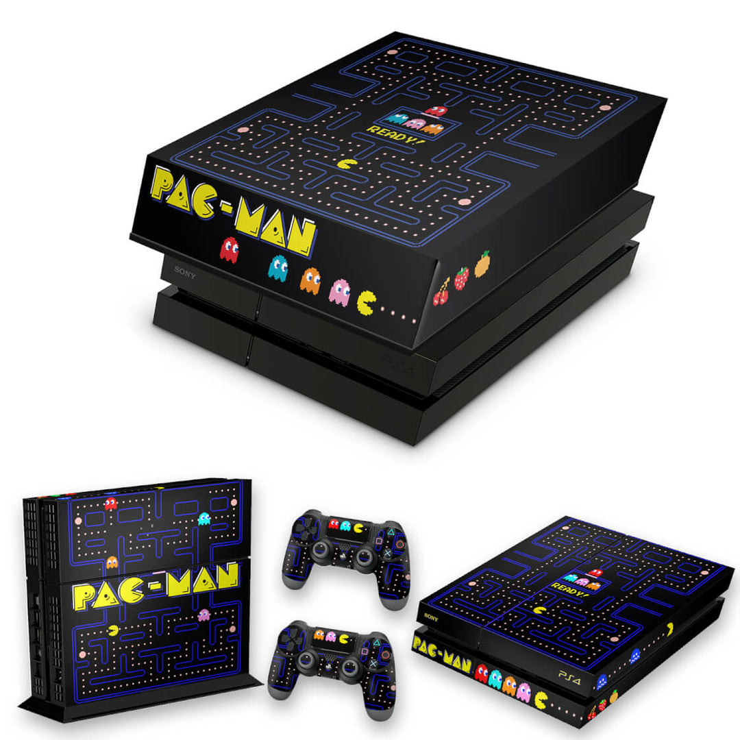 KIT Capa Anti Poeira e Skin Anti-Rage PS4 Fat - Pac Man - Pop Arte Skins
