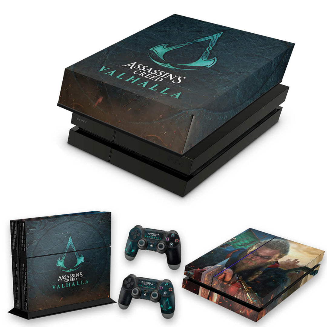 KIT Capa Anti Poeira e Skin Anti-Rage PS4 Fat - Assassins Creed Valhalla - Pop Arte Skins