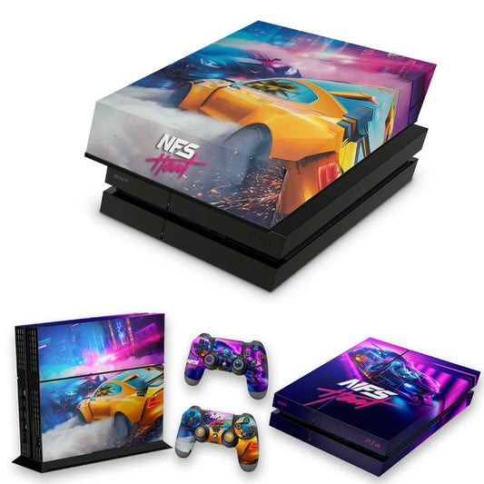 KIT PS4 Fat Skin Anti-Rage e Capa Anti Poeira - Need For Speed Heat
