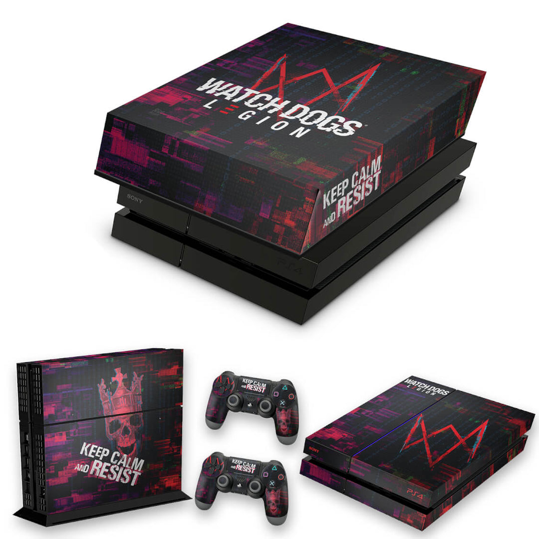 KIT Capa Anti Poeira e Skin Anti-Rage PS4 Fat - Watch Dogs Legion - Pop Arte Skins
