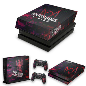 KIT Capa Anti Poeira e Skin Anti-Rage PS4 Fat - Watch Dogs Legion - Pop Arte Skins