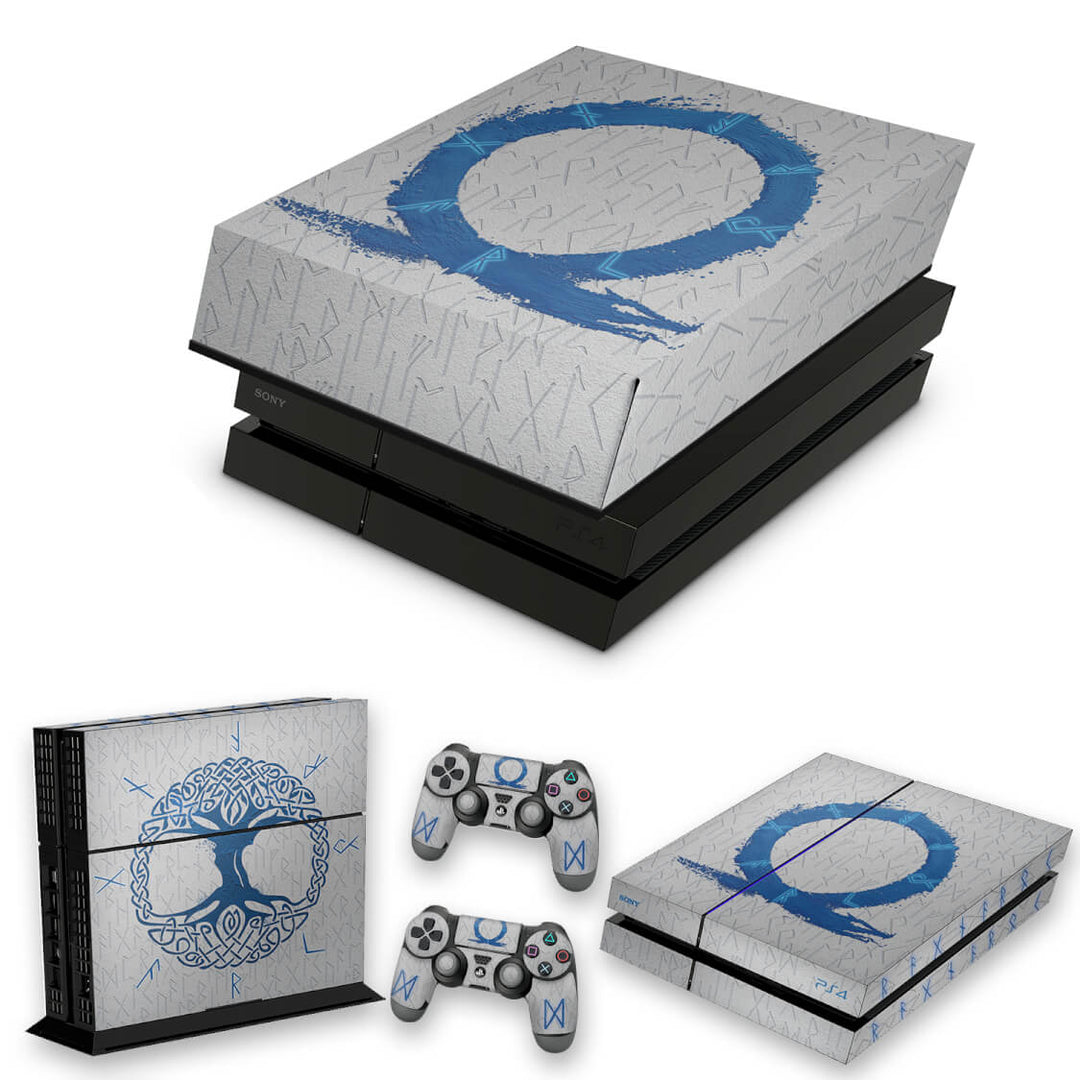 KIT Capa Anti Poeira e Skin Anti-Rage PS4 Fat - God of War Ragnarok - Pop Arte Skins