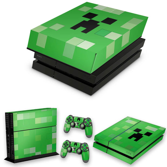 KIT PS4 Fat Skin Anti-Rage e Capa Anti Poeira - Creeper Minecraft