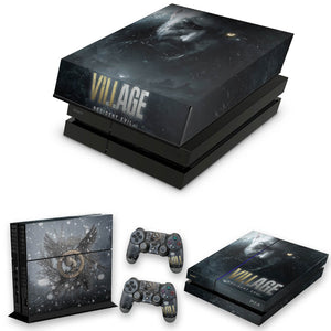 KIT Capa Anti Poeira e Skin Anti-Rage PS4 Fat - Resident Evil Village - Pop Arte Skins