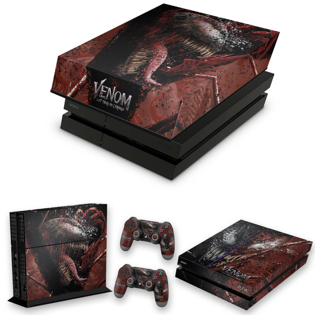 KIT Capa Anti Poeira e Skin Anti-Rage PS4 Fat - Venom Tempo de Carnificina - Pop Arte Skins