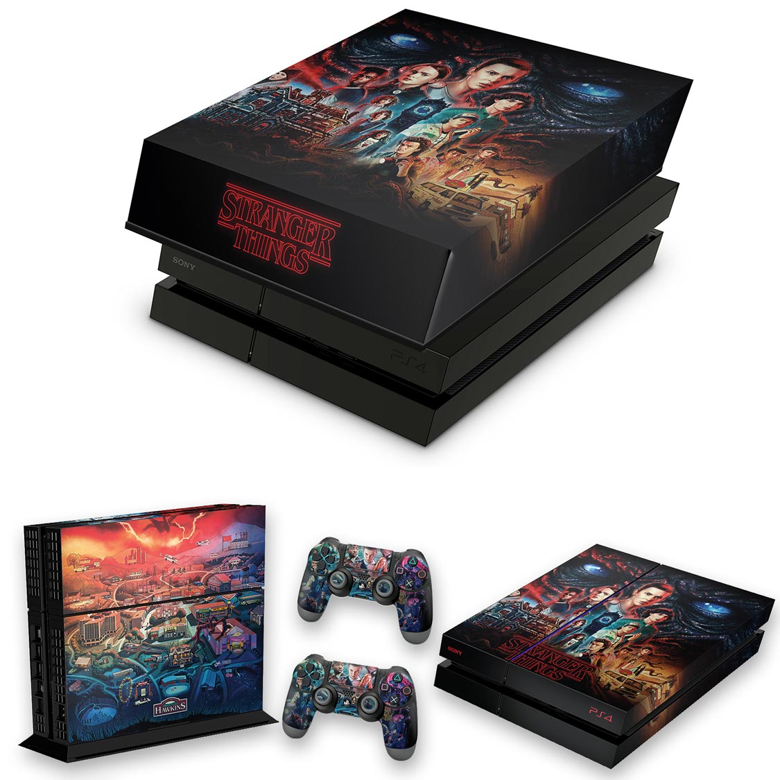 KIT PS4 Fat Skin Anti-Rage e Capa Anti Poeira - Stranger Things