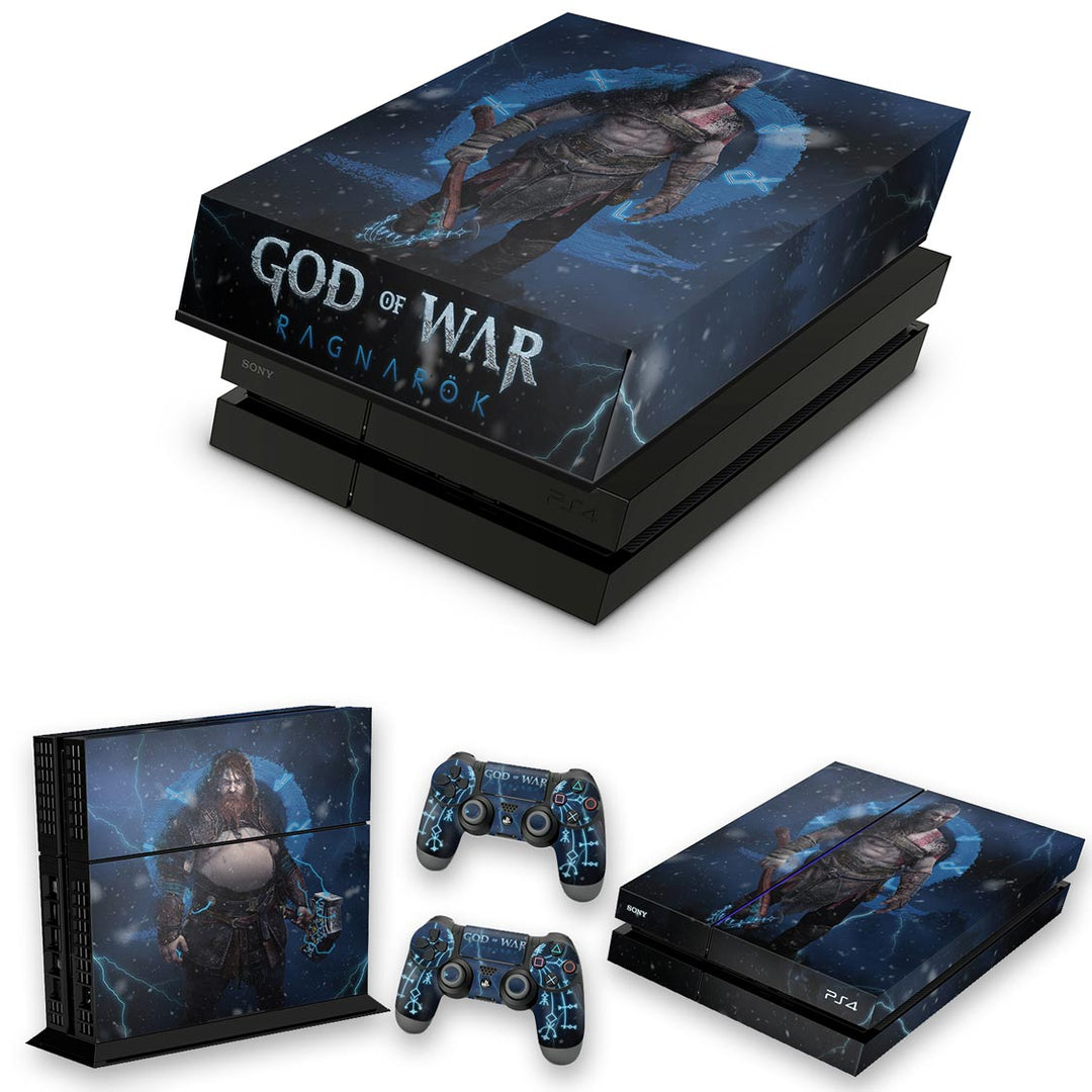 KIT Capa Anti Poeira e Skin Anti-Rage PS4 Fat - God of War Ragnarok B - Pop Arte Skins