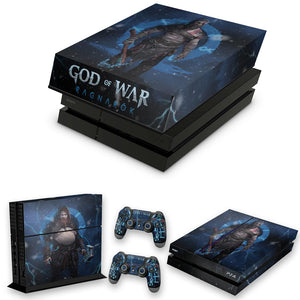 KIT Capa Anti Poeira e Skin Anti-Rage PS4 Fat - God of War Ragnarok B - Pop Arte Skins