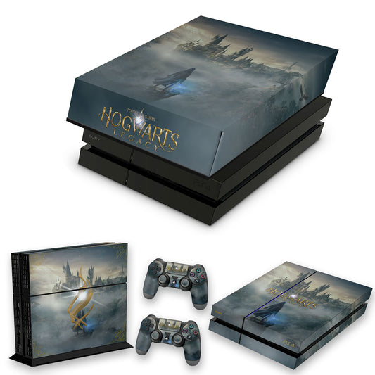 KIT PS4 Fat Skin Anti-Rage e Capa Anti Poeira - Hogwarts Legacy